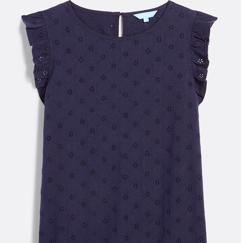 Draper James Navy Flutter Eyelet Top T-shirt/Tank
